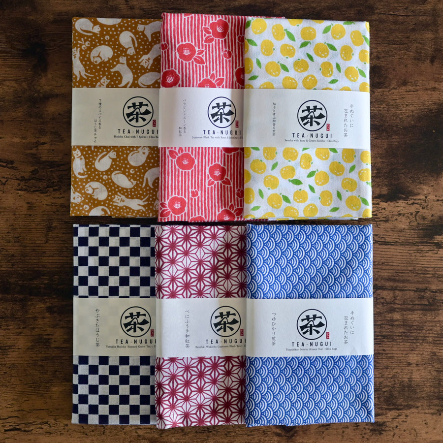 【10%OFF】＜手ぬぐいに包まれたお茶＞TEA-NUGUI 6種セット – 日本茶屋ハトハ